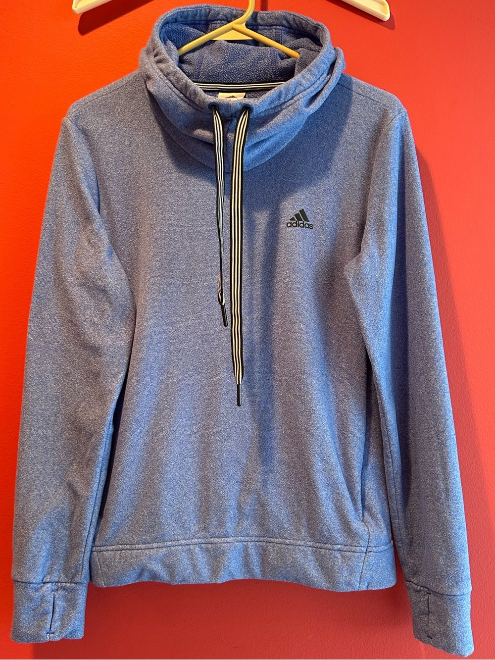 Adidas Heather Blue Funnel Neck Hoodie
